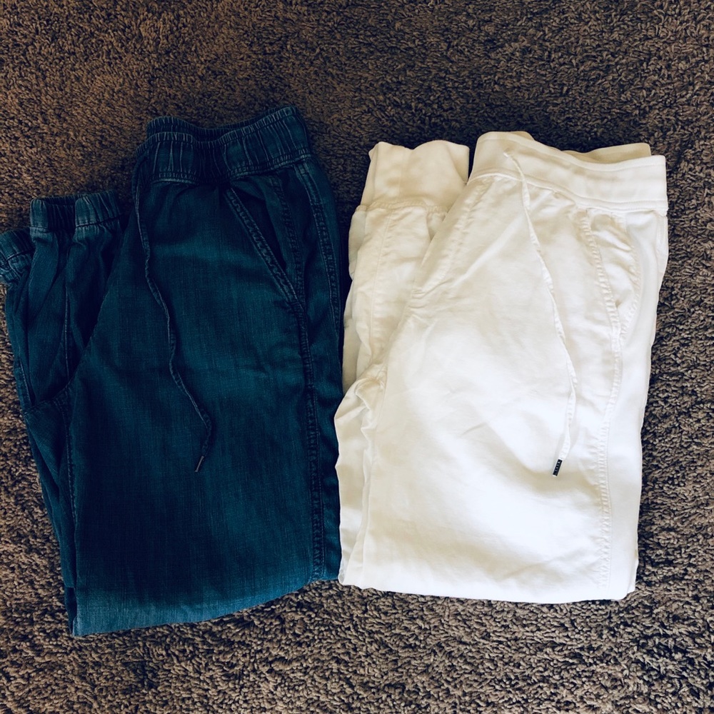 Gap blue denim and white joggers. Size small